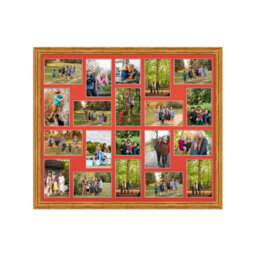 AK Frames 80X70Cm Oak Classic Multi Photo Frame With Poppy Red Mount - Holds 20 Apertures (18X) 6X4, (2X) 4X4 Photos - thumbnail 1