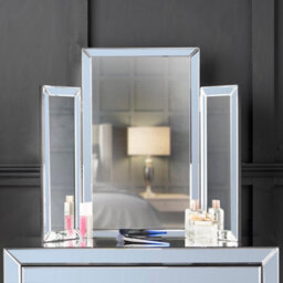 CARME Home Carme Paloma Luxury Tri-Fold Mirror Vanity Folding Tabletop Desktop Free Standing Bevelled Glass Design  (Grey) - thumbnail 1