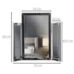 CARME Home Carme Paloma Luxury Tri-Fold Mirror Vanity Folding Tabletop Desktop Free Standing Bevelled Glass Design  (Grey) - thumbnail 3