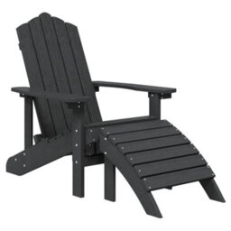 Walplus Garden Outdoor Adirondack Chair With Footstool Hdpe Anthracite - thumbnail 2