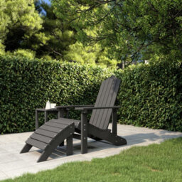 Walplus Garden Outdoor Adirondack Chair With Footstool Hdpe Anthracite - thumbnail 1