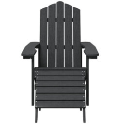 Walplus Garden Outdoor Adirondack Chair With Footstool Hdpe Anthracite - thumbnail 3