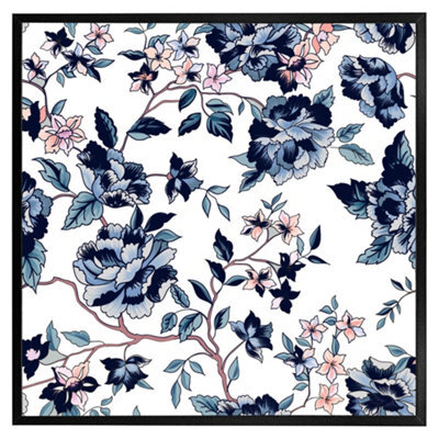 "Andrew Lee Blue Flower Illustrations (Picutre Frame) / 12X12"" / Oak" - image 1