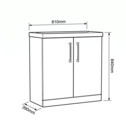 Balterley Bramshall Contemporary Bathroom Floor Standing 2-Door Vanity Unit & Mid-Edge Basin, Midnight Blue, 800mm - thumbnail 2