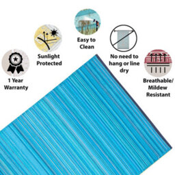 Green Decore 270 X 360 Cm Weaver Turquoise Blue / Green Reversible Plastic Camping, Picnic And Garden Outdoor Rug - thumbnail 3