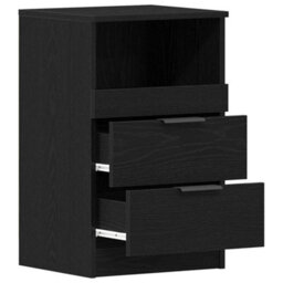 Berkfield Modern Nightstand Black Oak 40X35X65 Cm Made Of Engineered Wood - thumbnail 5