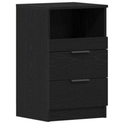 Berkfield Modern Nightstand Black Oak 40X35X65 Cm Made Of Engineered Wood - thumbnail 1