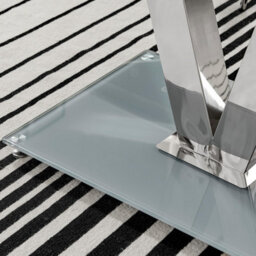 Furniturebox Uk Florini V Grey Dining Table And 6 Black Pesaro Silver Leg Chairs - thumbnail 3