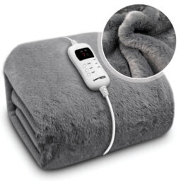 Dreamcatcher Dark Grey Heated Throw Faux Fur Electric Blanket 160 X 130Cm Thermal Blanket & Timer 9 Heat Settings - thumbnail 1