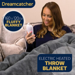 Dreamcatcher Dark Grey Heated Throw Faux Fur Electric Blanket 160 X 130Cm Thermal Blanket & Timer 9 Heat Settings - thumbnail 3