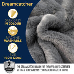 Dreamcatcher Dark Grey Heated Throw Faux Fur Electric Blanket 160 X 130Cm Thermal Blanket & Timer 9 Heat Settings - thumbnail 7