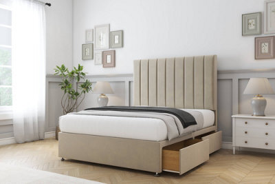 "Comfort Tokyo Almond Coniston Divan Bed Base 4 Drawers - 26"" Strutted  4'6 Double" - image 1