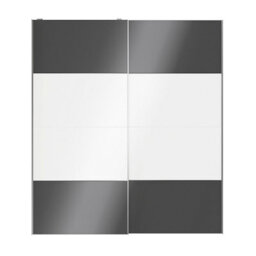 GoodHome Atomia Contemporary Panelled Without Mirror Doors Anthracite & White High Gloss 2 Door Sliding Wardrobe Door Kit (H)2250mm (W)2000mm - thumbnail 1
