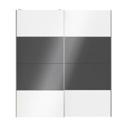 GoodHome Atomia Contemporary Panelled Without Mirror Doors Anthracite & White High Gloss 2 Door Sliding Wardrobe Door Kit (H)2250mm (W)2000mm - thumbnail 3