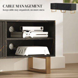 Homcom Tv Unit, Tv Stand Cabinet With Shelves And Storage Cupboard, Black - thumbnail 6