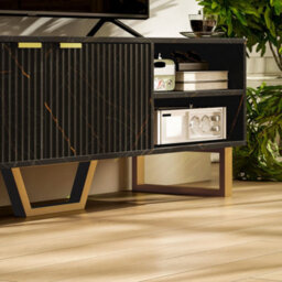 Homcom Tv Unit, Tv Stand Cabinet With Shelves And Storage Cupboard, Black - thumbnail 9