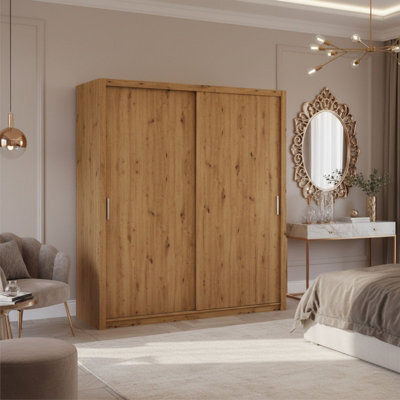 Spacious Bono Sz200 Sliding Door Wardrobe Practical Contemporary Bedroom Artisan Oak - image 1