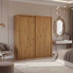 Spacious Bono Sz200 Sliding Door Wardrobe Practical Contemporary Bedroom Artisan Oak - thumbnail 1