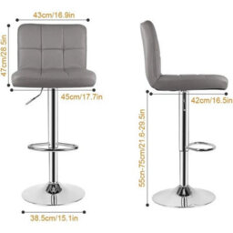 Bar Stools Set Of 2 Pu Leather Swivel Height Adjustable Bar Chairs - thumbnail 2