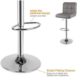 Bar Stools Set Of 2 Pu Leather Swivel Height Adjustable Bar Chairs - thumbnail 4