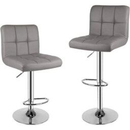 Bar Stools Set Of 2 Pu Leather Swivel Height Adjustable Bar Chairs - thumbnail 1