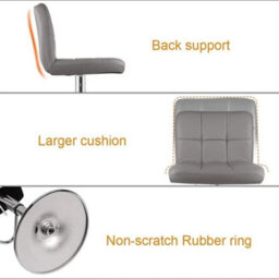 Bar Stools Set Of 2 Pu Leather Swivel Height Adjustable Bar Chairs - thumbnail 5