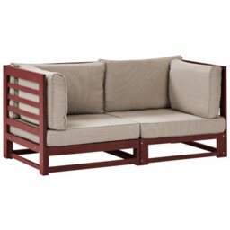 Beliani Garden Sofa 2 Seater Trani Modular Acacia Wood Dark Red - thumbnail 1