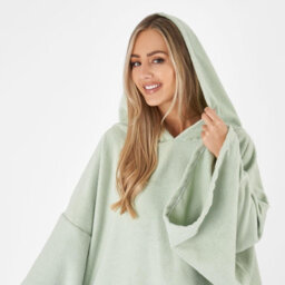 OHS Adult Poncho Oversized Hooded Towel Bath Robe - thumbnail 2