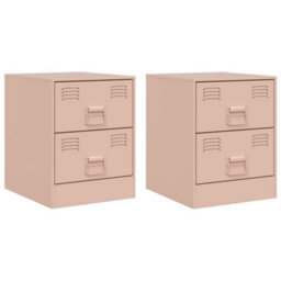 Berkfield Bedside Cabinets 2 Pcs Pink 34.5X39X44 Cm Steel - thumbnail 2