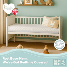 Bump & Beyond Baby Cot Mattress For Boys - Hypoallergenic, Waterproof & Breathable, Washable Cover - 120X60X10Cm - thumbnail 7