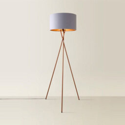 Valuelights Camden Copper Tripod Floor Lamp With Grey/copper Shade And Bulb - thumbnail 6