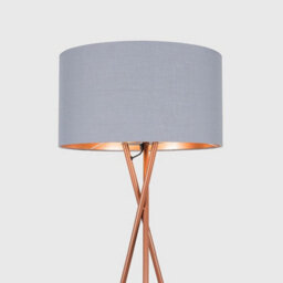 Valuelights Camden Copper Tripod Floor Lamp With Grey/copper Shade And Bulb - thumbnail 2