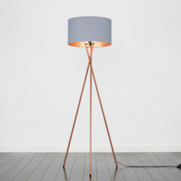 Valuelights Camden Copper Tripod Floor Lamp With Grey/copper Shade And Bulb - thumbnail 4