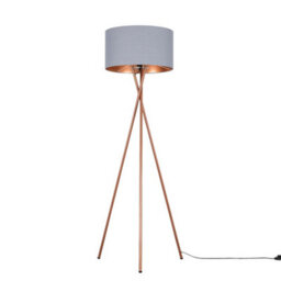 Valuelights Camden Copper Tripod Floor Lamp With Grey/copper Shade And Bulb