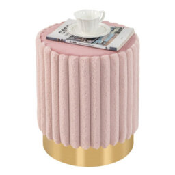 Costway Modern Velvet Ottoman Soft Padded Footrest Stool Round Vanity Stool W/ Metal Base - thumbnail 2