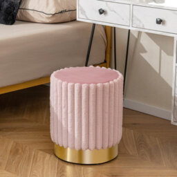 Costway Modern Velvet Ottoman Soft Padded Footrest Stool Round Vanity Stool W/ Metal Base - thumbnail 1