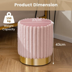 Costway Modern Velvet Ottoman Soft Padded Footrest Stool Round Vanity Stool W/ Metal Base - thumbnail 3