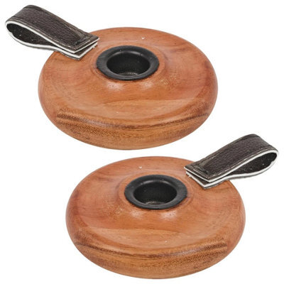 Urbn-Living Urbnliving Wooden Candle Holder With Handle Rustic Natural Light Wood Candlestick Décor Set Of 2 - image 1