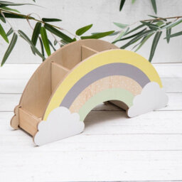 Annibells Rainbow & Cloud Wood Stationary Desk Organiser - thumbnail 2