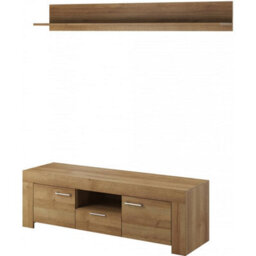 Arte Elegant Sky Tv Cabinet And Wall Shelf Set H500mm/200mm W1550mm D470mm/220mm In Riviera Oak - Complete Entertainment Solution