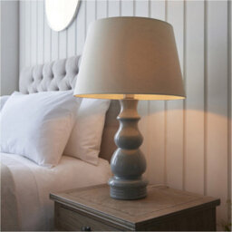 Loops 2 Pack Blue Grey Glaze & Satin Nickel Plate Table Lamp - Ivory Linen Fabric Shade - 685mm Tall Light - 10W Led E27 - thumbnail 3
