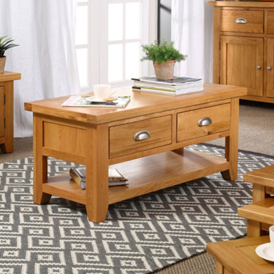 The Furniture Market Cheshire Oak 2 Drawers Coffee Table - image 1