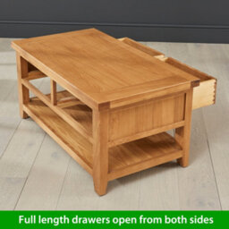 The Furniture Market Cheshire Oak 2 Drawers Coffee Table - thumbnail 5