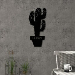Decortie Modern Metal Wall Art Hugz Home Ornament Decorative Minimalist Design Hanging Wall Sculpture, Black