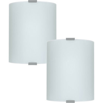 Modern Silver Wall Flush Ceiling Light - 2 Pack With Satin Glass Shade - image 1