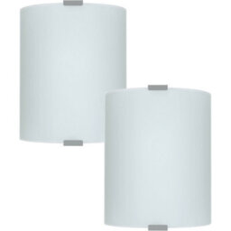 Modern Silver Wall Flush Ceiling Light - 2 Pack With Satin Glass Shade - thumbnail 1