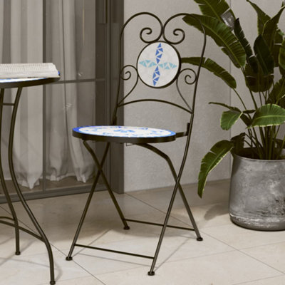 Berkfield Bistro Chairs Foldable 2 Pcs Blue And White Ceramic - image 1