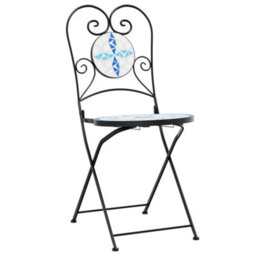 Berkfield Bistro Chairs Foldable 2 Pcs Blue And White Ceramic - thumbnail 5