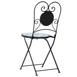 Berkfield Bistro Chairs Foldable 2 Pcs Blue And White Ceramic - thumbnail 7