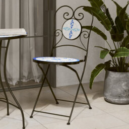 Berkfield Bistro Chairs Foldable 2 Pcs Blue And White Ceramic